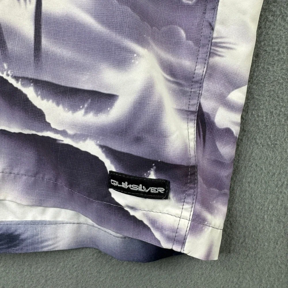 Quiksilver‎ Mens Large Purple Tropical Palm Tree Sunset Board Shorts Swim Trunks